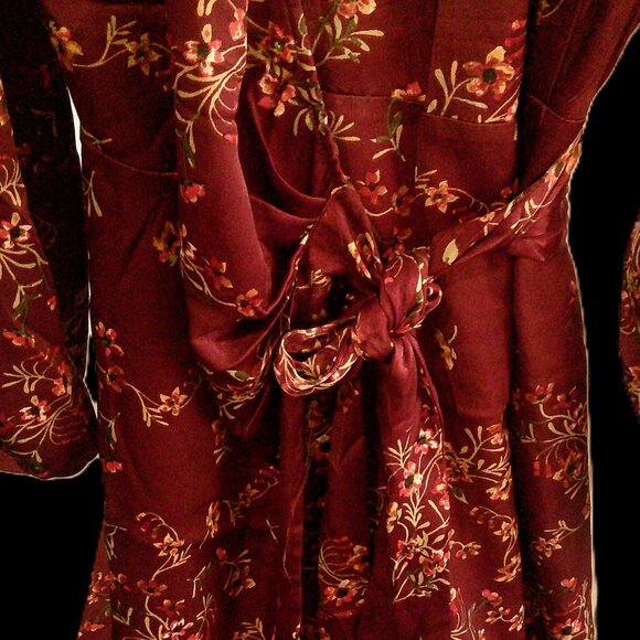 NWT Love Stitch Satin Burgundy Floral Dress - Size L - Picture 5 of 6